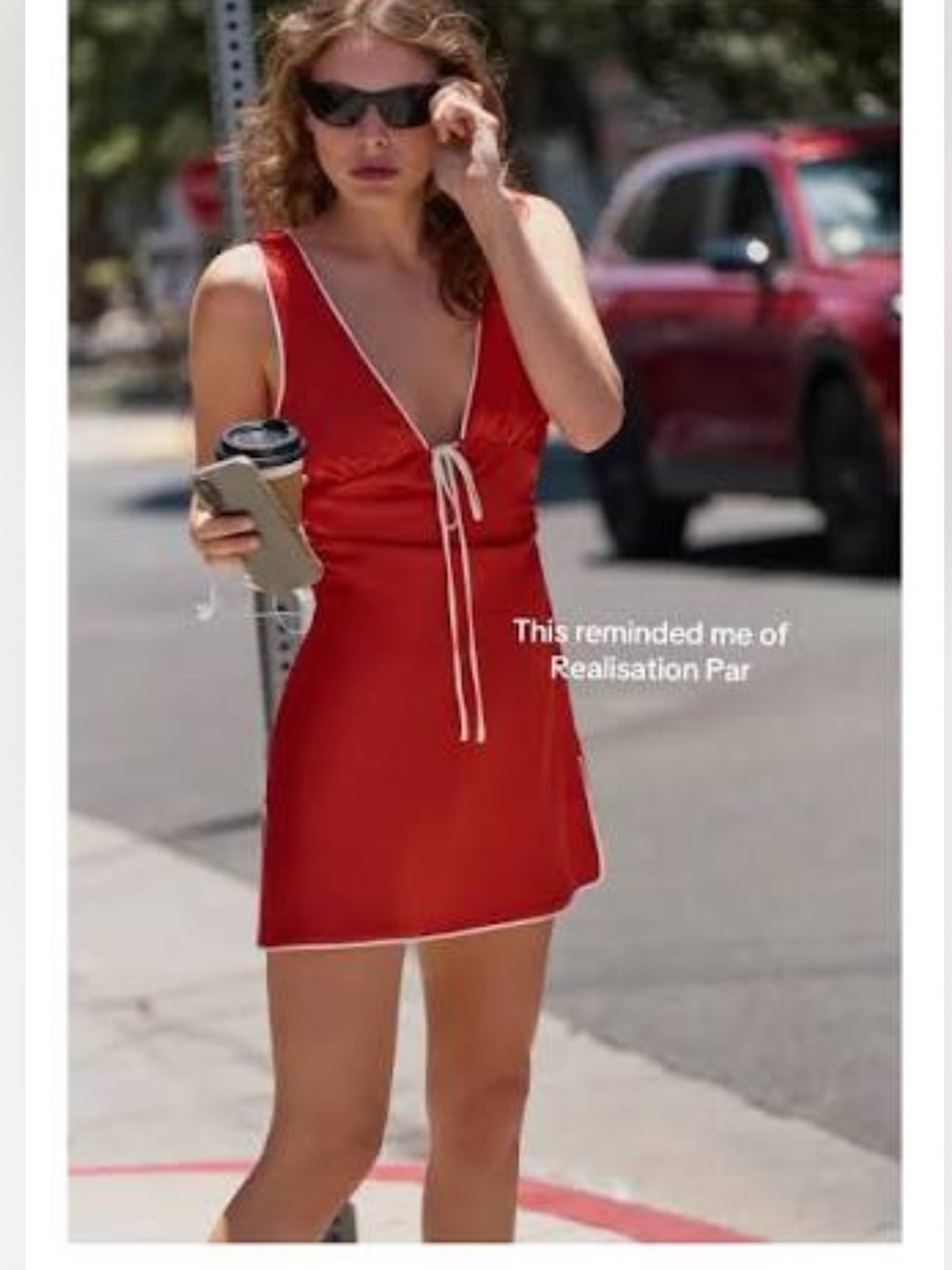 Zara Red Mini Slip Dress with White Trim